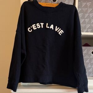 Cotton Sweatshirt with White Embroidery